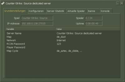GUI des gestarteten Servers